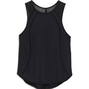 LuluLemon Sculpt Tank Black Open Back Sheer Mesh Athletic Workout Tank Top